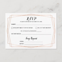 Simple Gold Geometric Wedding RSVP Postcard