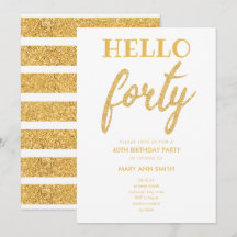 Simple Gold Glitzer "Hello Vierty" Geburtstagspart
