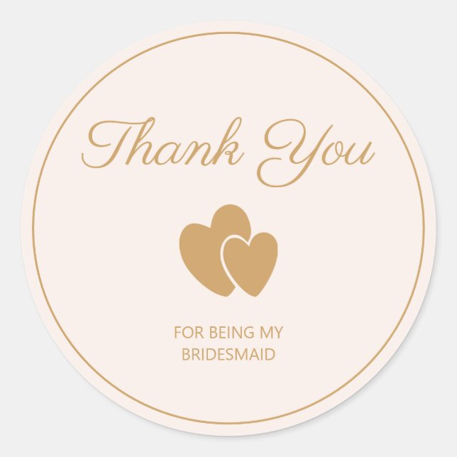 Simple Gold Heart Vielen Dank Runder Aufkleber (Vorderseite)