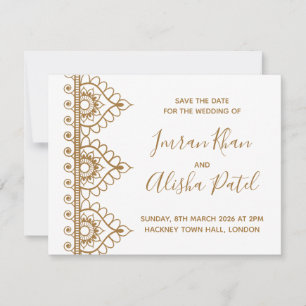 Simple Gold Henna Desi Indian Wedding Einladung