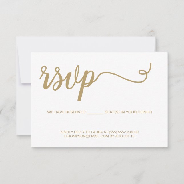 Simple Gold Hue Script Elegant RSVP Karte (Vorderseite)