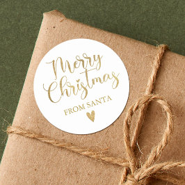 Simple Gold Merry Christmas Calligraphy Script Runder Aufkleber