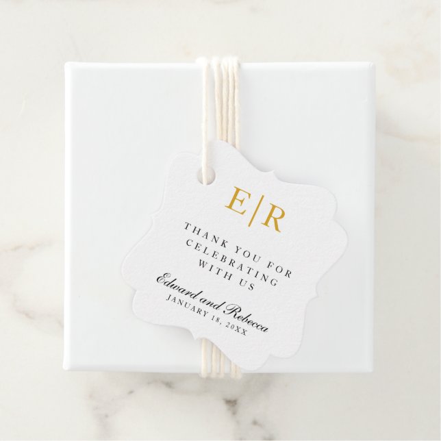 Simple Gold Monogram Elegante Wedding Geschenkanhänger (Beispiel)