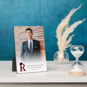 Simple Gold Monogram Modern Foto Abschluss Easel Fotoplatte