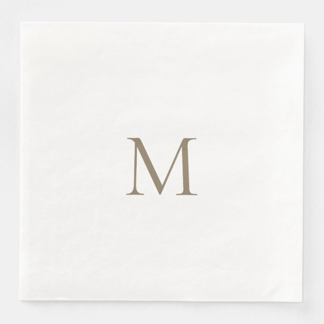 Simple Gold Monogram White Paper Napkin Serviette (Vorderseite)