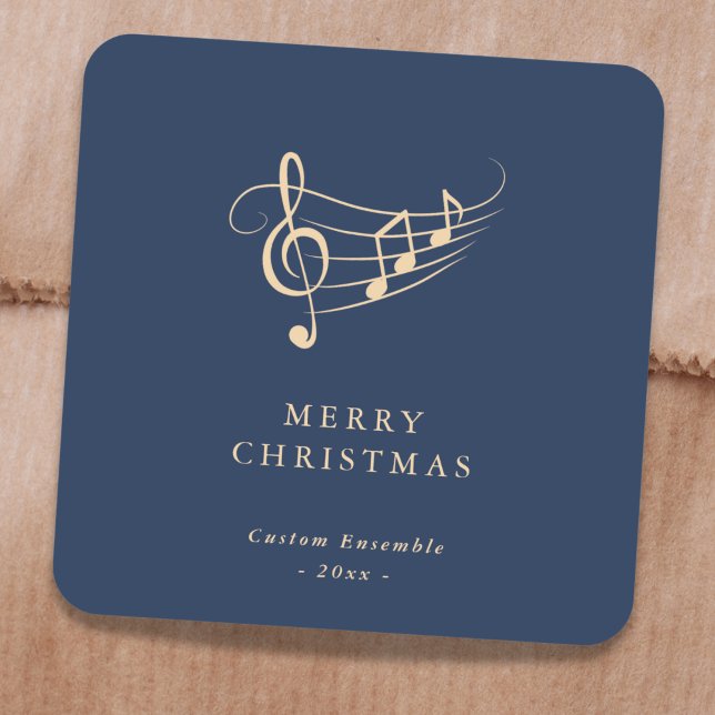Simple Gold Music Notes Christmas Green Quadratischer Aufkleber (Von Creator hochgeladen)