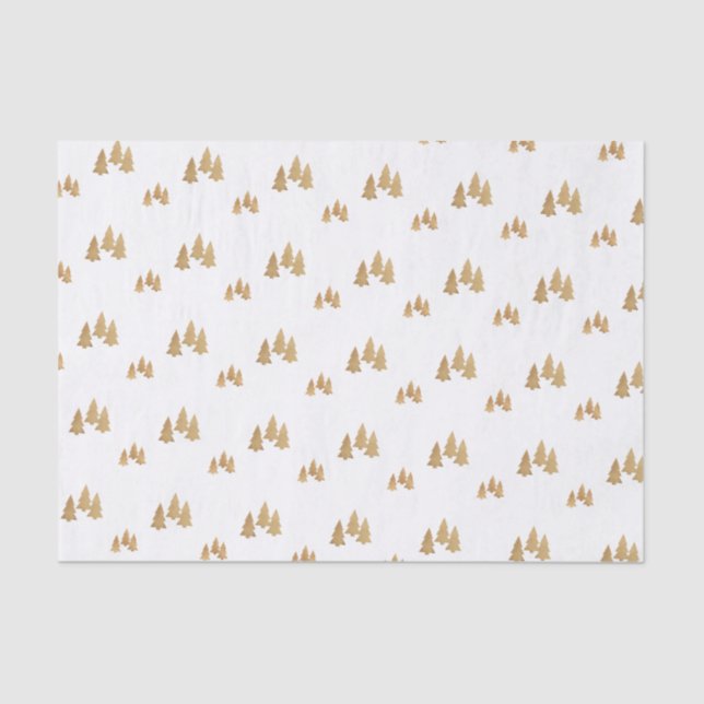 Simple Gold Pine Tree Muster Weihnachten Seidenpapier (Vorderseite)
