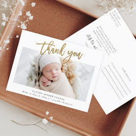 Simple Gold Script Foto Baby Vielen Dank Postkarte