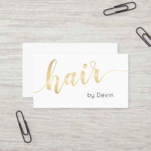 Simple Gold Script Typografy Hair Stylist Salon Visitenkarte