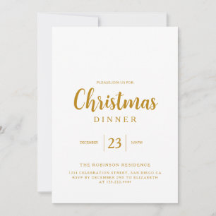 Simple Gold Script Weihnachts-Abendessen Einladung