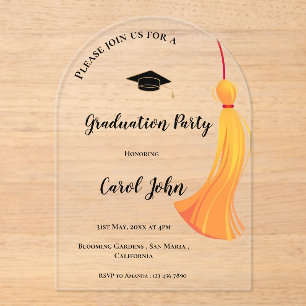 Simple Gold Tassel Class of 2025 Graduation Party Acryleinladungen