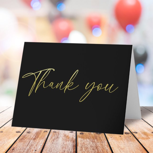 Simple Gold Vielen Dank Kalligrafie Script Black Dankeskarte (Von Creator hochgeladen)