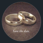 Simple Gold Wedding Bands - Save the Date Stickers<br><div class="desc">Dieses schöne und einfache,  digitale Bleistiftdesign mit zwei goldenen Hochzeitsbands und dem einfachen Satz "Save the Date".</div>