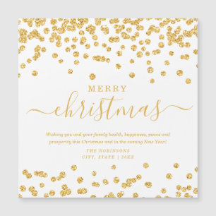 Simple GOLD Weihnachtsfeiertage Glitzer White Magnetkarte