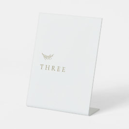 Simple Gold White Elegant Hochzeit Tischnummer Sockelschild