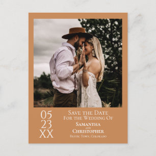 Simple Golden Tan Wedding Save the Date Foto Postkarte