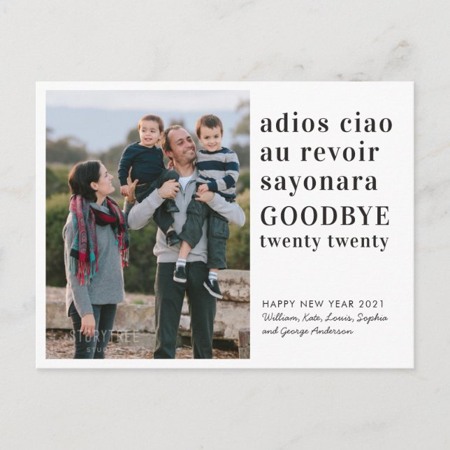 Simple Goodbye 22 Happy New Year Foto Feiertagspostkarte (Vorderseite)