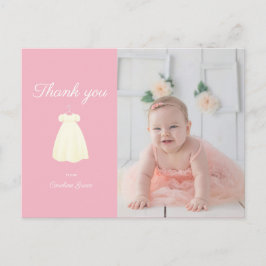 Simple Gown Taufe Foto Danke Postcard Postkarte