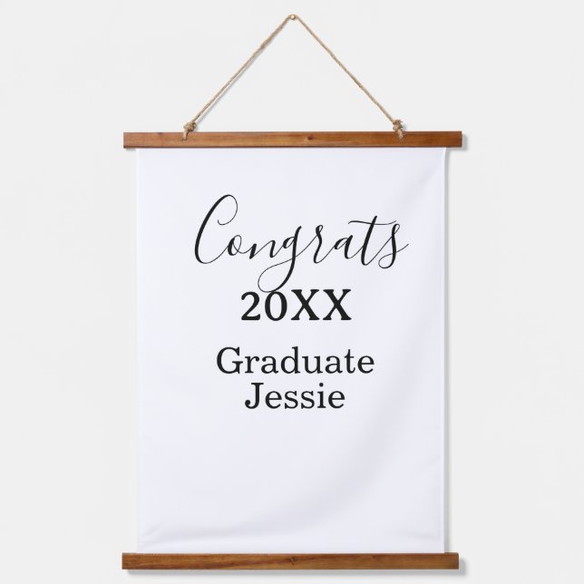 Simple graduation congratulations minimal add clas wandteppich mit holzrahmen (Vorderseite)