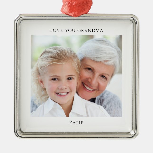 Simple Grandma Photo Personalized  Ornament Aus Metall (Vorne)
