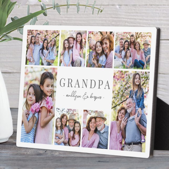 Simple Grandpa Photo Collage Fotoplatte (Simple Grandpa Photo Collage plaque)