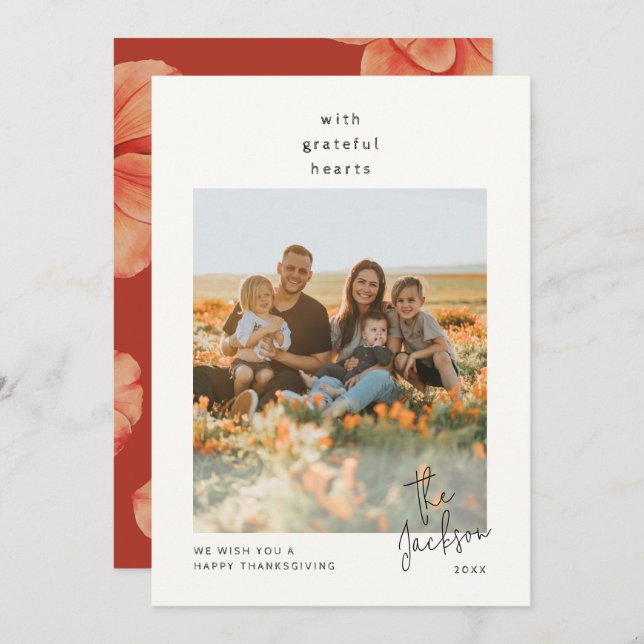 Simple Grateful Hearts Erntedank Feiertagskarte (Vorne/Hinten)