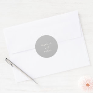 Simple Gray Elegant Wedding Runder Aufkleber