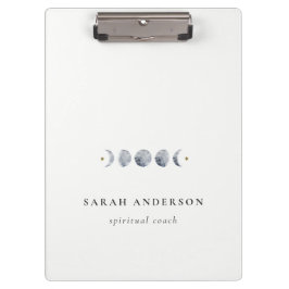 Simple Gray Lunar Celestial Moon Phase Wasserfarbe Klemmbrett