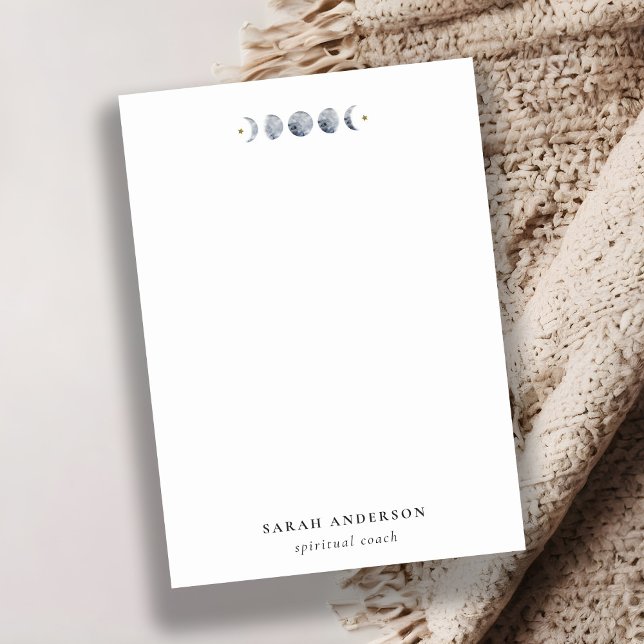 Simple Gray Lunar Celestial Moon Phase Wasserfarbe Mitteilungskarte (Von Creator hochgeladen)