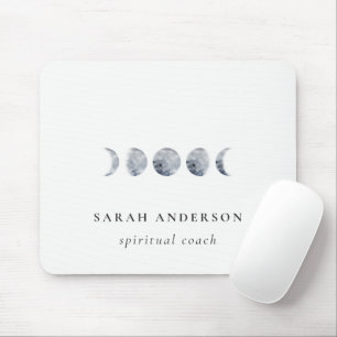 Simple Gray Lunar Celestial Moon Phase Wasserfarbe Mousepad
