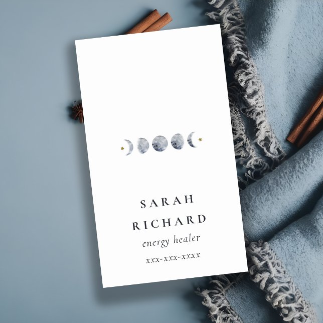 Simple Gray Lunar Celestial Moon Phase Wasserfarbe Visitenkarte (Von Creator hochgeladen)