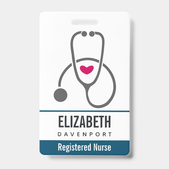 Simple Gray Nursing Stethoscope Ausweis (Vorderseite)