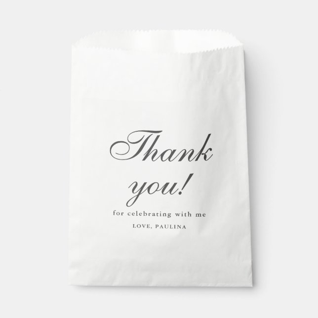 Simple Gray White Thank You Script Geschenktütchen (Vorderseite)