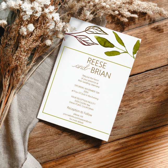  Simple Green and Brown Nature wedding Invitation Einladung (Von Creator hochgeladen)