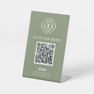 Simple Green Business Logo Kontaktloses QR Code Me Sockelschild