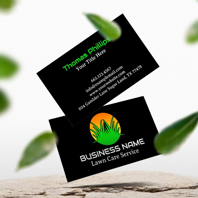 Simple Green Lawn Care Logo Business Card Visitenkarte (Von Creator hochgeladen)