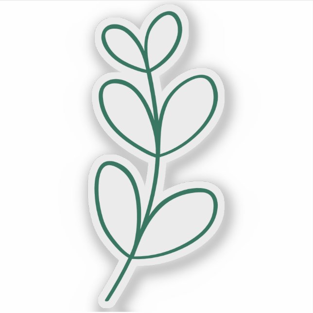 Simple Green Leaf Line Art Aufkleber (Vorderseite)