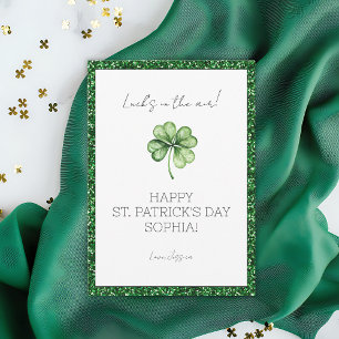 Simple Green Luck Klee Glitter St Patricks Day Feiertagskarte
