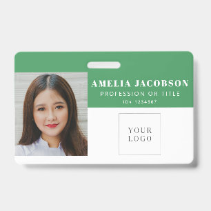 Simple Green Mitarbeiter-Foto-ID-Logo-Barcode Ausweis