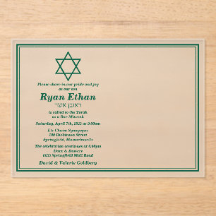 Simple Green Star von David Foto Bar Mitzvah Acryleinladungen