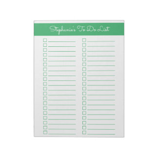 Simple Green Vertical 8.5x11 Two Column Checklist Notizblock