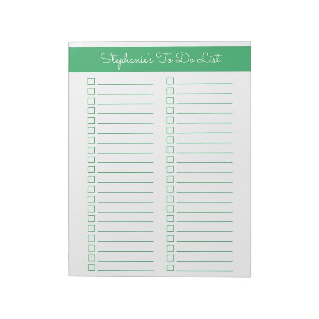 Simple Green Vertikal 8,5x11 Zweispalten-Checklist Notizblock (Rotiert)