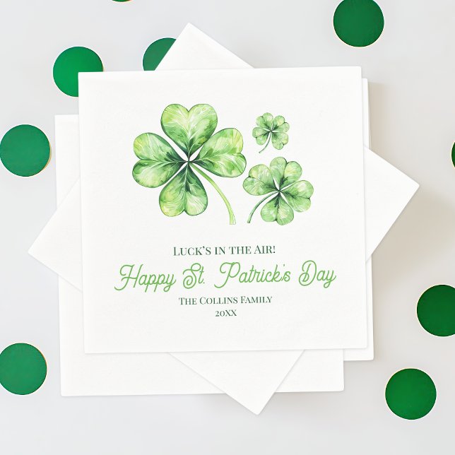 Simple Green Vierblättriges Kleeblatt Luck St Patr Serviette (Simple Green Four Leaf Clover Luck St. Patricks Napkins)