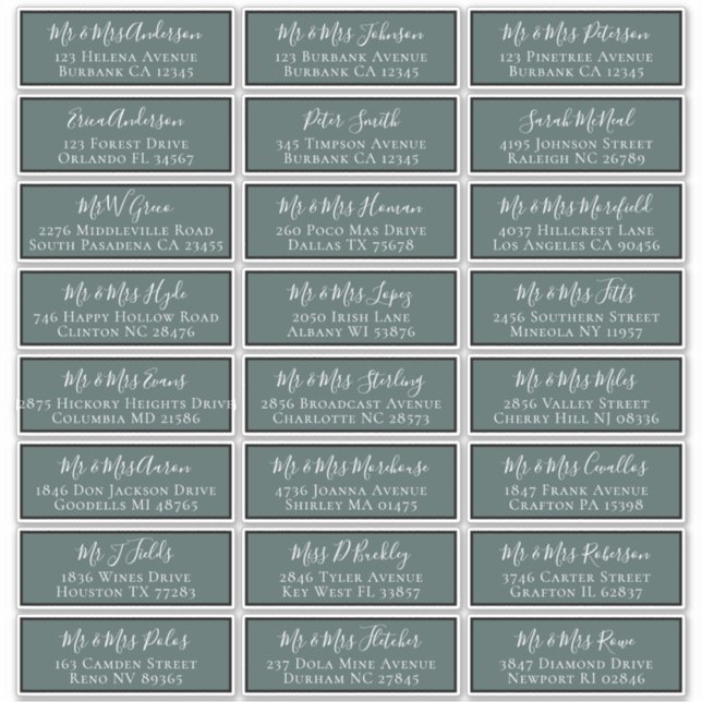 Simple Green Wedding Guest Address Labels (Vorderseite)