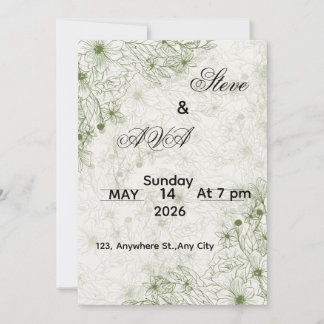 Simple Green Wedding Invitation Einladung