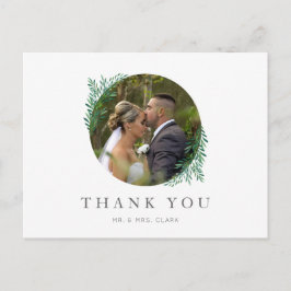 Simple Green Wedding Vielen Dank Postcard Postkarte