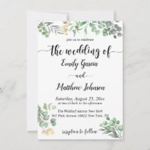 Simple Greenery Bloral Eucalyptus Wedding Invitati