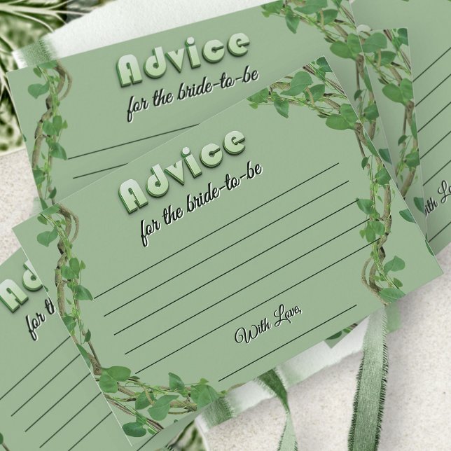 Simple Greenery Bridal Shower Advice For The Bride Begleitkarte (Von Creator hochgeladen)