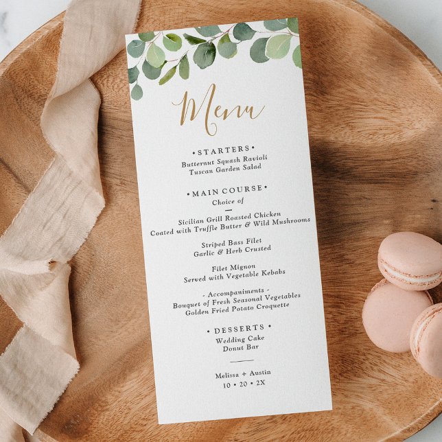Simple Greenery Eucalyptus Menükarte (Von Creator hochgeladen)