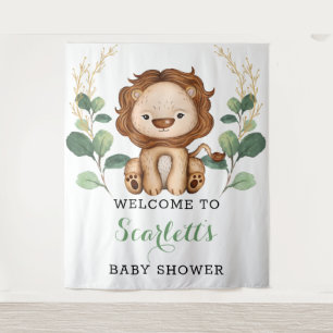 Simple Greenery Gold Lion Boy Baby Dusche Willkomm Wandteppich